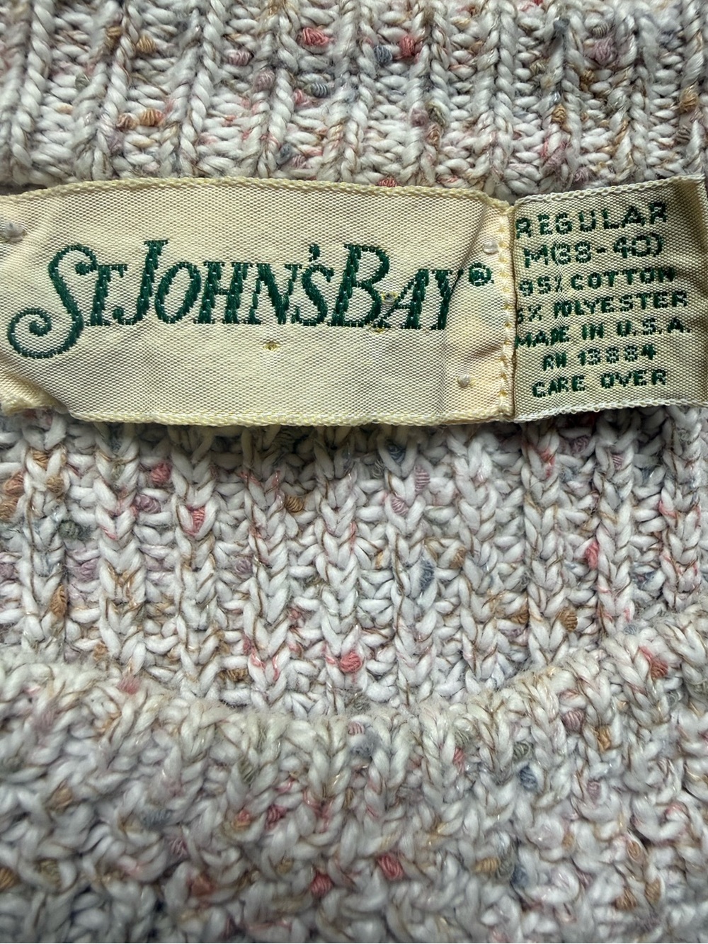 Vintage 90s USA Tweed Shaker Knit Sweater Women's M/L Fisherman Grandpa Cottage - Picture 3 of 5